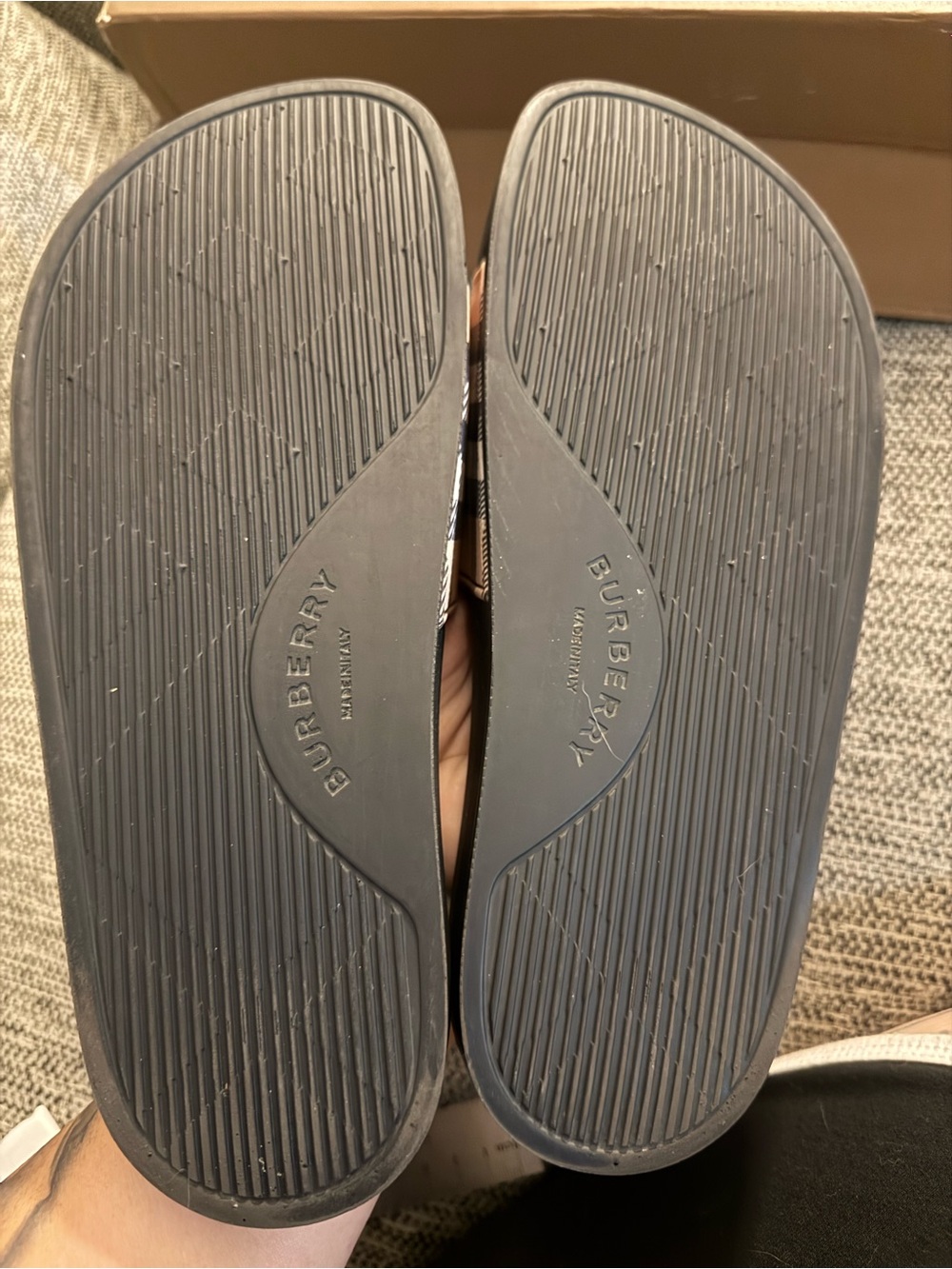 Burberry Black Footbed Check Strap Slide Sandals - Picture 5 of 9